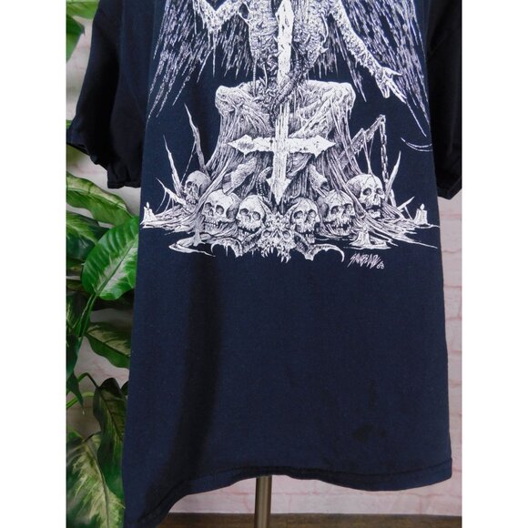 Sawblade 666 Baphomet Graphic Tee XL Gothic Metal Distressed Grunge - Picture 4 of 10